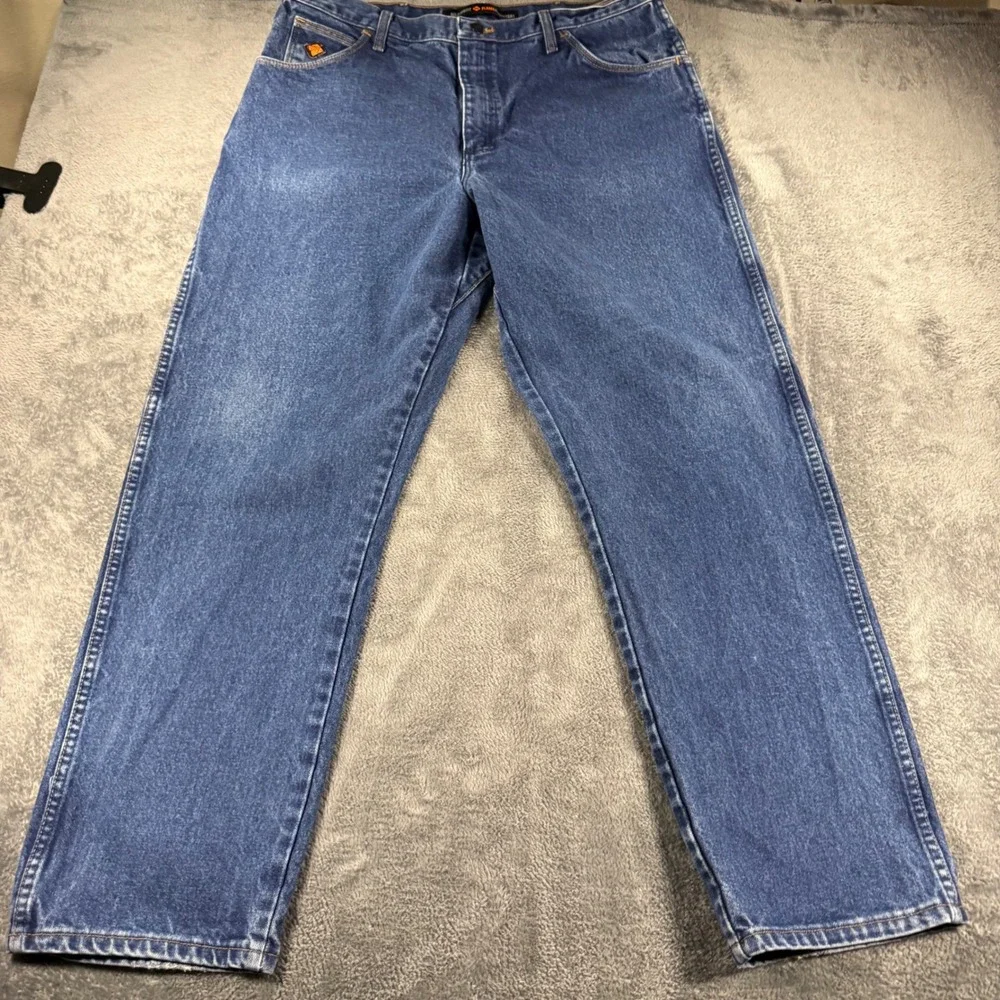 Wrangler FR Flame Resistant Relaxed Fit Jeans Mens 38x32 Blue Denim FR31MWZ HRC2